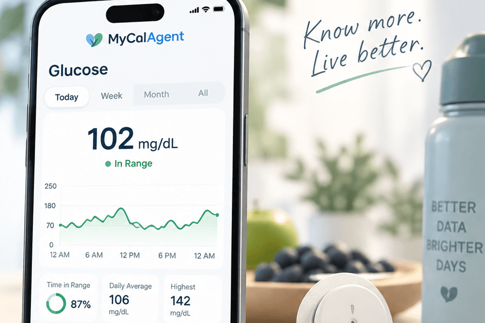 A glucose monitoring concept screen on a phone